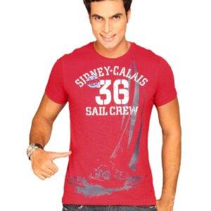 UCB Men's Roundneck With Sail Racing Print Red T-shirt