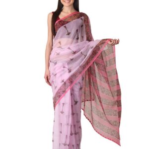 Fabindia Pink Hand Printed Sari