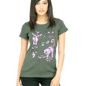 United Colors of Benetton Women Printed Olive T-shirt