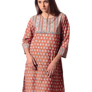 Fabindia Women Red Cotton Printed Kurta