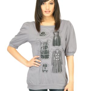 United Colors of Benetton Women Printed Grey Top