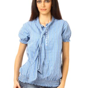 United Colors of Benetton Women Checks Blue Tops