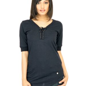 United Colors of Benetton Women Solid Navy Blue Top