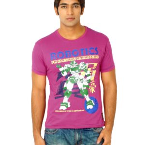 Flying Machine Men Fuschia Pink Tshirts
