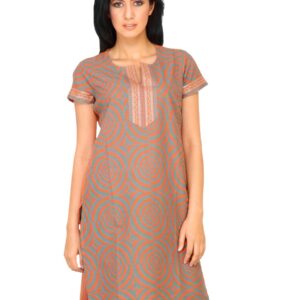 Vishudh Women Circle Print Orange Kurtas