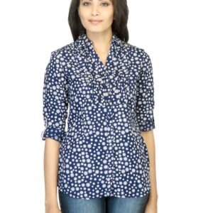 Scullers For Her Women Printed Navy Blue Shirt