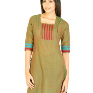 Mother Earth Women 2Tone Mangalgiri Green Kurtas