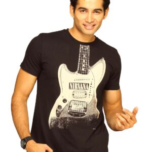 Nirvana Men's Guitar Image Discharge Black T-shirt
