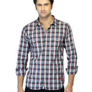 Basics Men Grey Checked Shirt