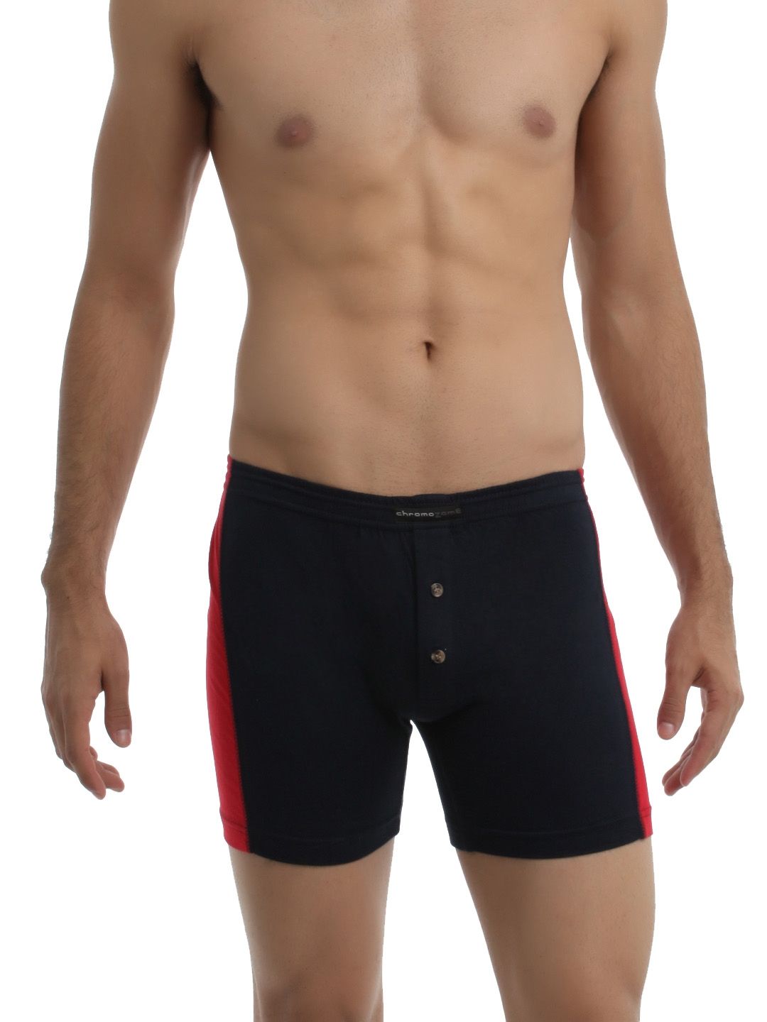Chromozome Men Navy Blue & Red Trunks