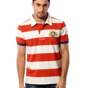 U.S.Polo Assn. Men Orange Striped Polo T-shirt