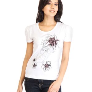 Tokyo Talkies Women Printed White Top