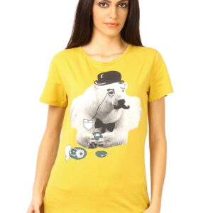 United Colors of Benetton Women Printed Yellow T-shirt