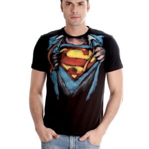 Superman Men Printed Black T-shirt