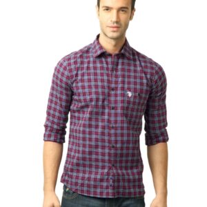 U.S. Polo Assn. Men Checks Maroon Shirt