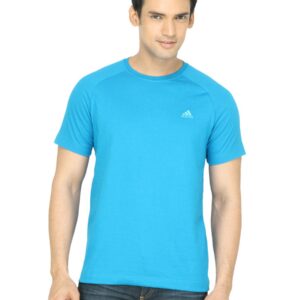 ADIDAS Men Solid Blue Tshirt