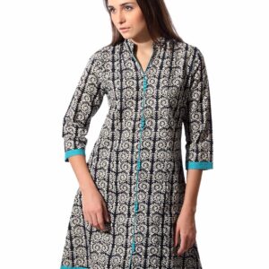 Mother Earth Women Printed Black Kurta