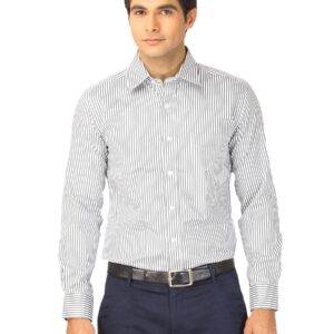 Mark Taylor Men Green & White Striped Shirt