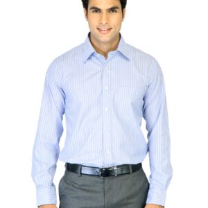 Mark Taylor Men Blue Striped Shirt