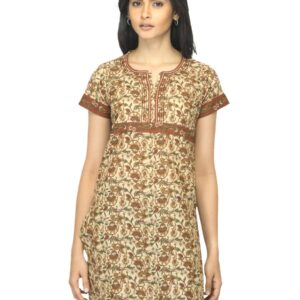 Vishudh Women Printed Beige Kurta