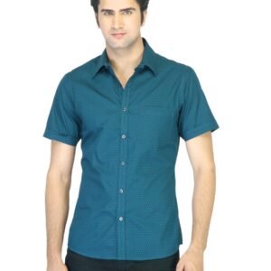 Indigo Nation Men Printed Teal Shirt