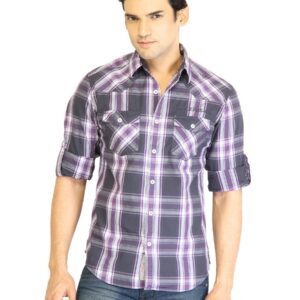 Locomotive Men Check Purple Shirt