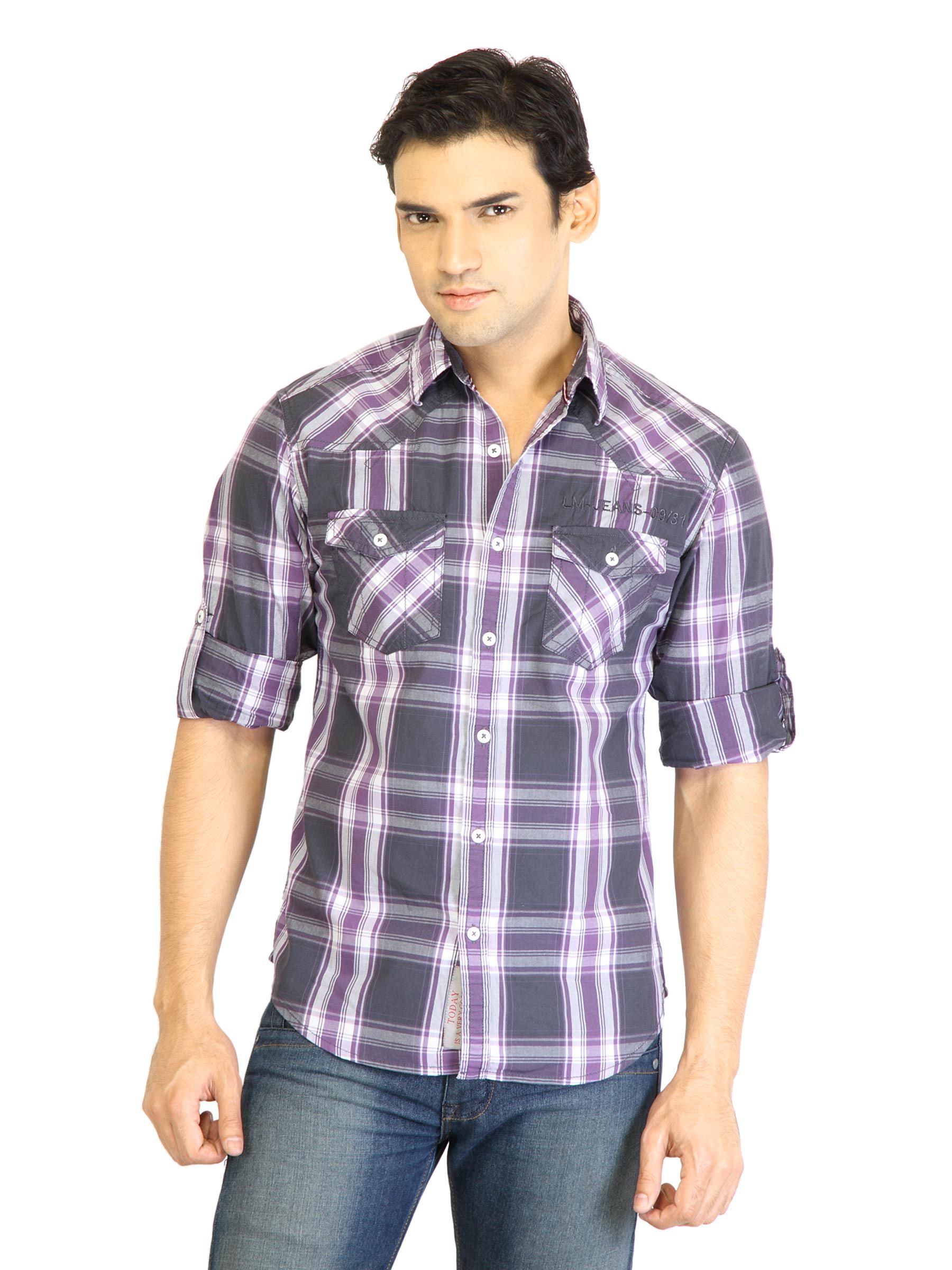 Locomotive Men Check Purple Shirt