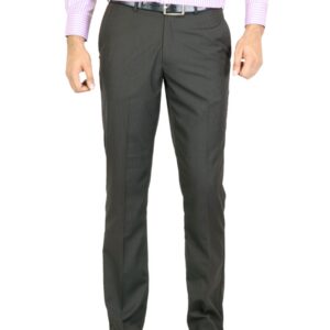 Peter England Men Stripes Dark Brown Trouser