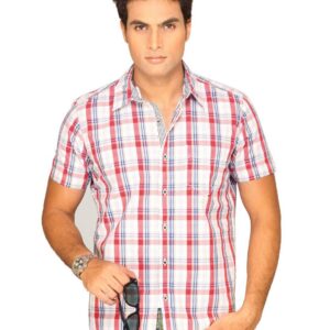 Highlander Men Red White Checked Shirts