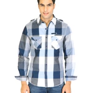 Spykar Men Check Blue Shirts