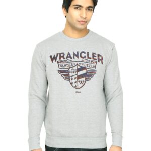 Wrangler Men Flock Print Grey Sweatshirt
