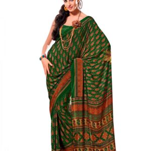 Prafful Green & Orange Sari