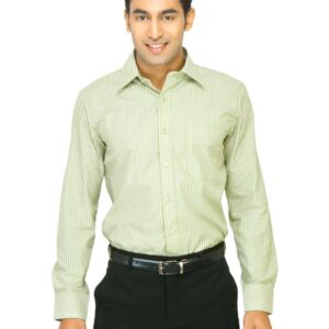 Mark Taylor Men Olive Green & White Striped Shirt
