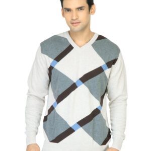 John Players Men Check Grey Sweater
