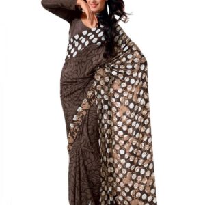 Prafful Brown Crepe Sari