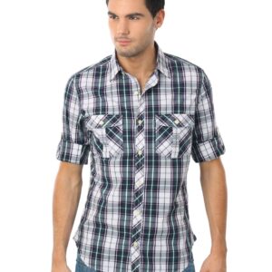 Scullers Men Check Purple & Green Shirt
