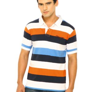 Wrangler Men Rider Striper Polo White T-Shirts