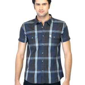 Basics Men Black & Navy Checked Shirt
