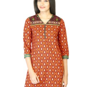 Mother Earth Women Orange Printed Kurta