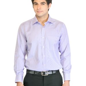 Peter England Men Stripes Blue Shirt