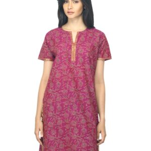 Fabindia Women Printed Magenta Kurta