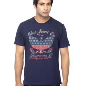 Arrow Sport Men Printed Navy Blue T-shirt