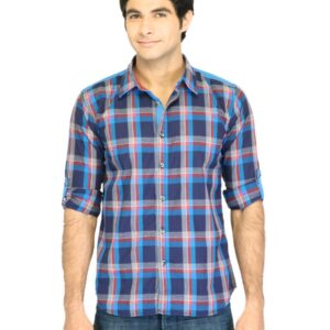 Probase Men Check Navy Blue Shirt