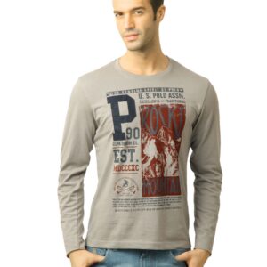 U.S. Polo Assn. Men Printed Steeple Grey Tshirt