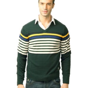 U.S. Polo Assn. Men Stripes Green Sweater