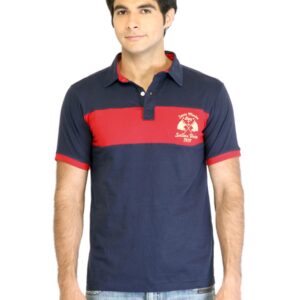 Locomotive Men Solid Navy Blue Polo TShirt