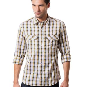John Players Men White Check Shirt