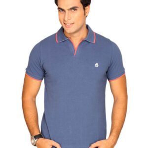UCB Men's Johny Collar With Two Tone Dark Blue T-shirt