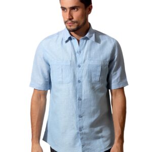 John Players Men Blue Striped Shirt