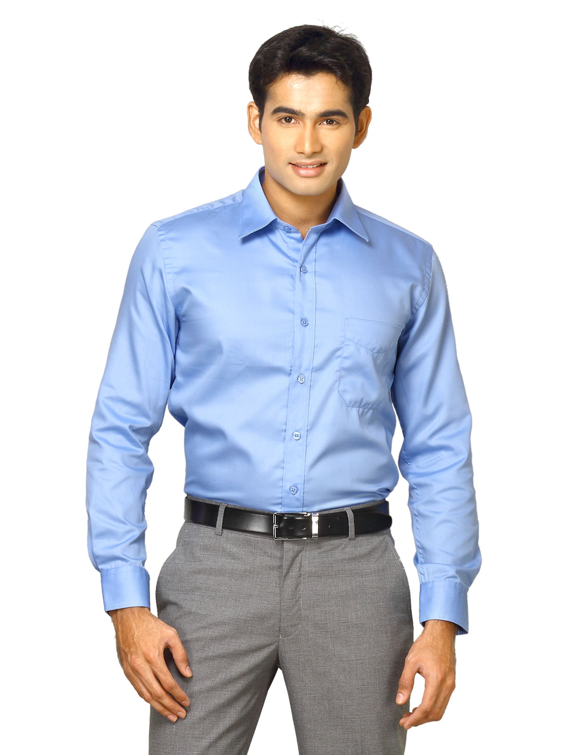 Mark Taylor Men Solid Blue Shirts